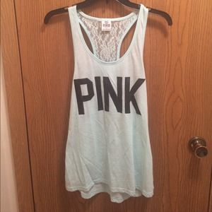 Blue tank and white and pink shirt from pink