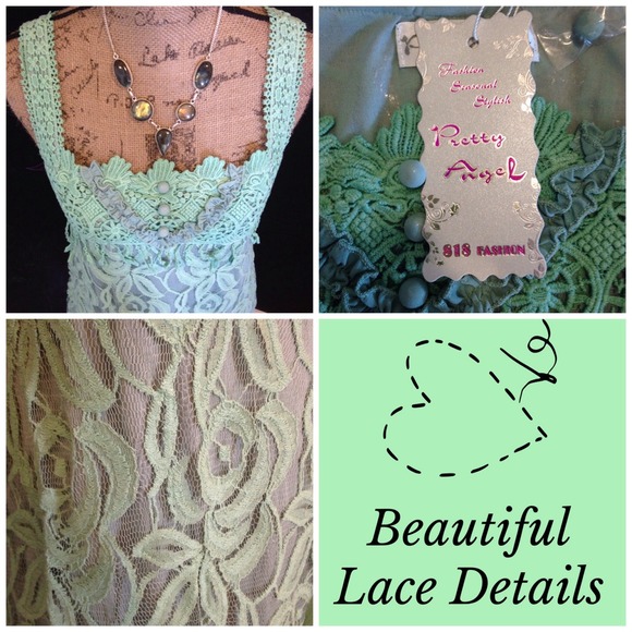 Green Lace-Linen Blend Dress - Picture 3 of 3