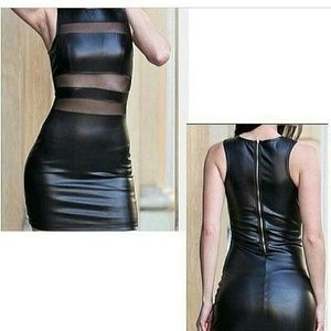 Leather dress with Mesh Paneling