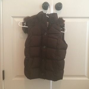 Brown Hooded Puffer Vest