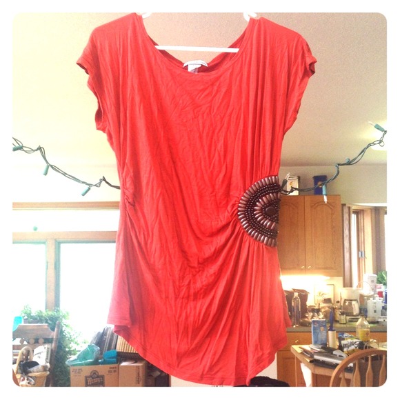 Orange Top with Beaded Embellishments