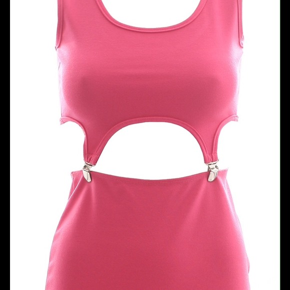 Red cutout grater belt dress