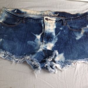 Bleach splattered denim shorts