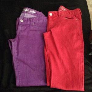Express  jeans bundle deal (purple & red)