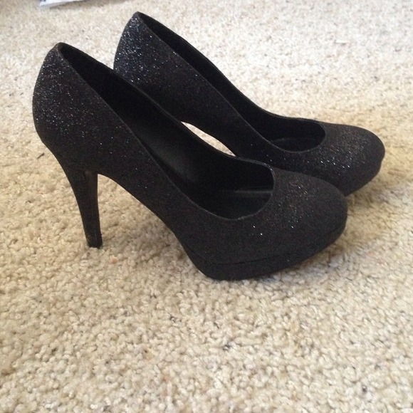 Black sparkle heels