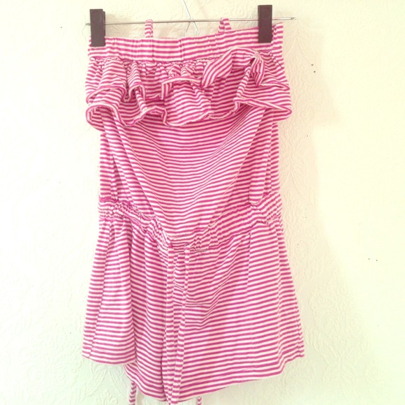 Pink striped romper