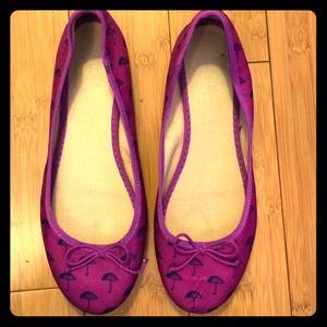 Umbrella Print Canvas Flats