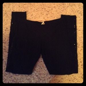 Sequin tuxedo stripe leggings