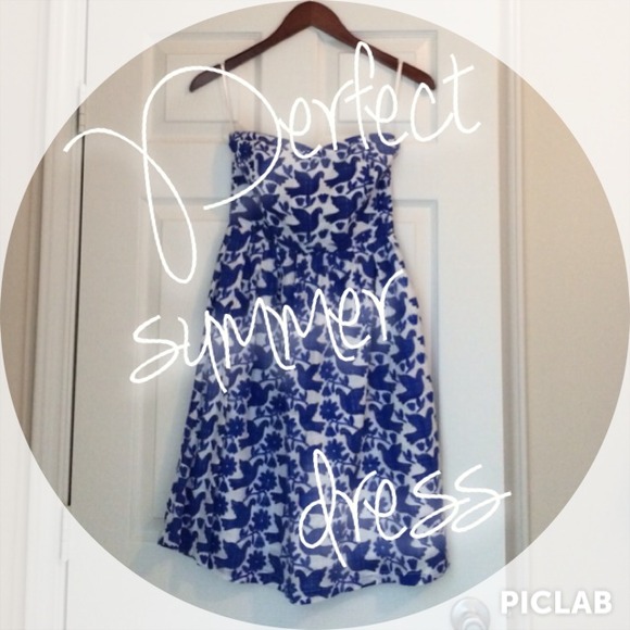 🎉HOST PICK🎉Blue strapless sundress with birds😍