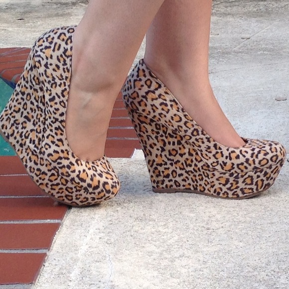 Shoes - Cheetah Print Wedges (Only worn once!)