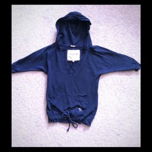 Abercrombie Navy Blue Half Sleeve Hooded Shirt