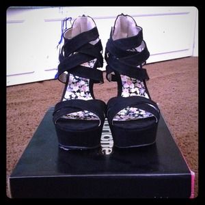 Black high heel wedges