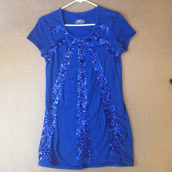 Cobalt Blue Sequin Stripe Top