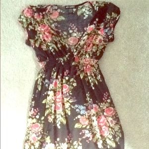 Long floral empire waist shirt