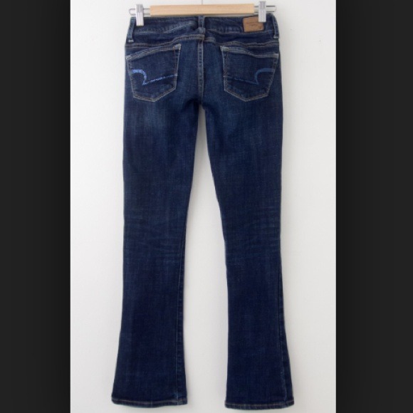 American Eagle dark wash skinny kick.