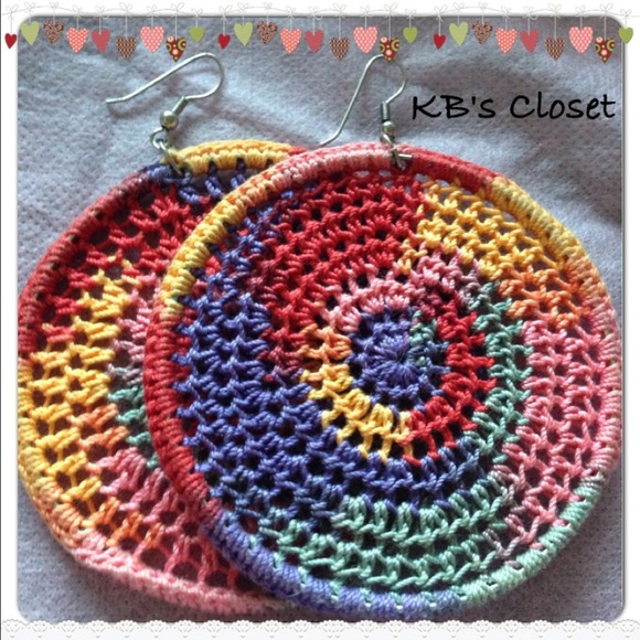Handmade Multi-colored crochet earrings