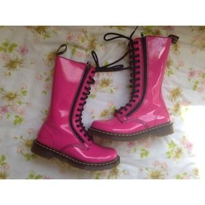 ♡ Hot Pink Dr. Martens Tall Vegan Boots ♡