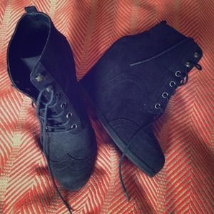 high black wedge booties