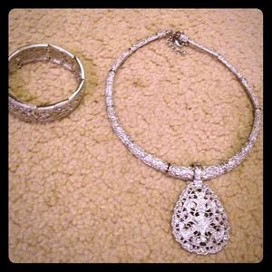 Rhinestone Pendant and Bracelet