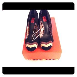 Missoni for Target brown suede stacked heels!