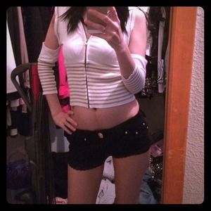 White and gold top with hoodies