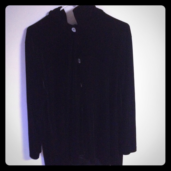 Black velvet long sleeved top