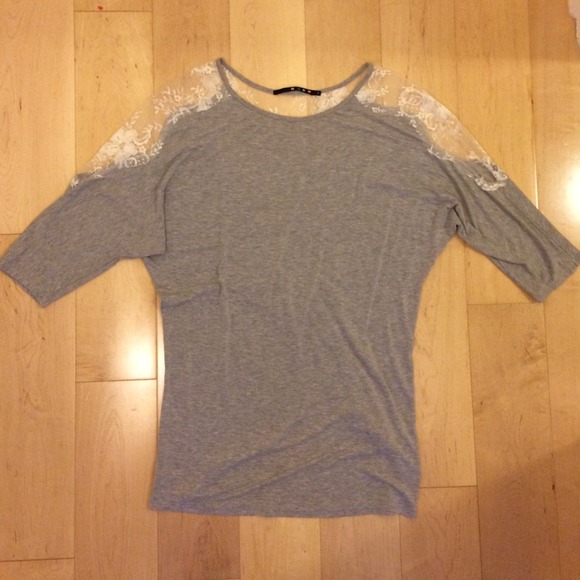 Lace Details Grey Top