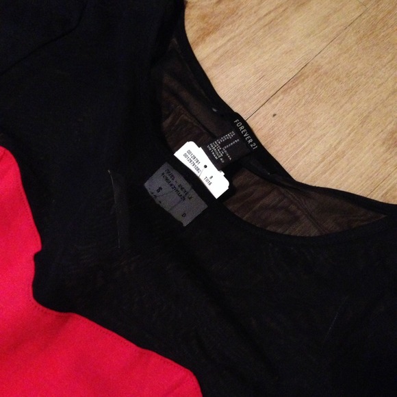 NWT Forever 21 Skater Dress With Mesh Sleeves - Picture 2 of 2
