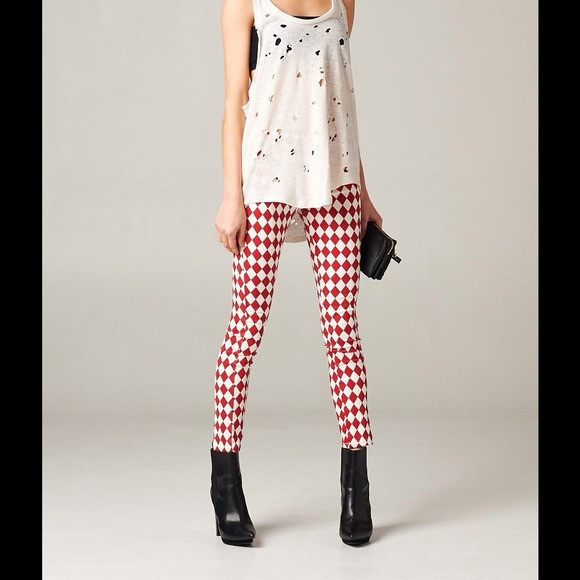 Red & white legging two back pockets run small