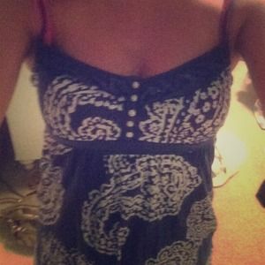 Navy blue and white tank top