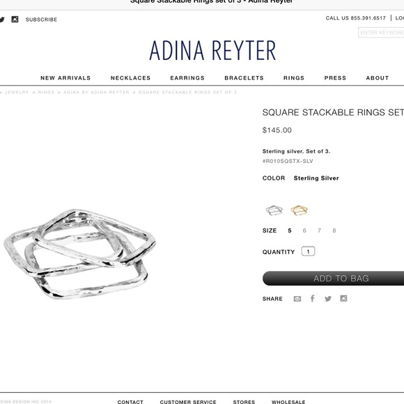 Adina Reyter square stack rings (set of 3) - Picture 1 of 4