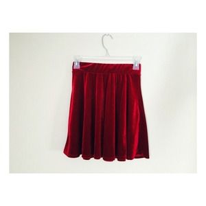 ❌TRADED❌Red/Maroon Velvet Skirt