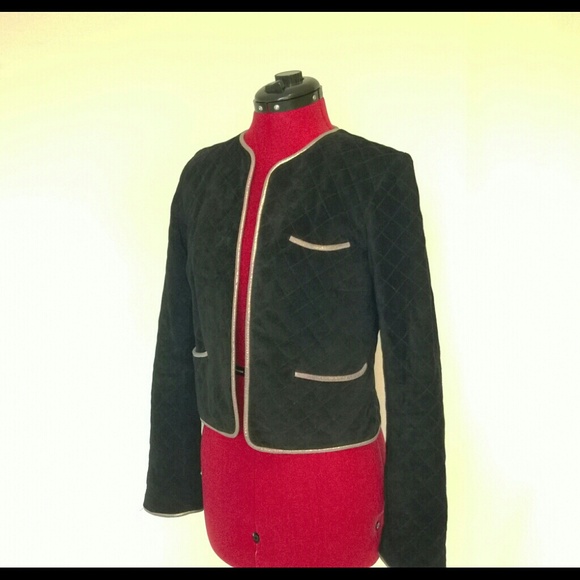 Emilie d. Black Suede Jacket with gold trim
