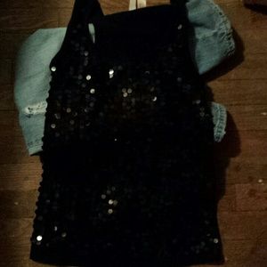 Scoop neck black sequin tank