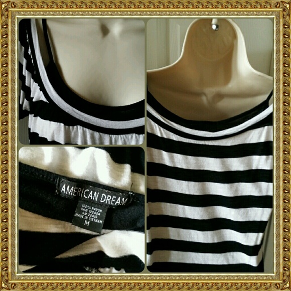 DONATEDπHPπBlack and White striped casual top - Picture 2 of 2