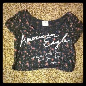 Floral American Eagle crop top