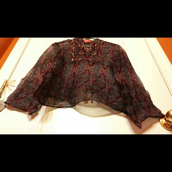 Boho Top Long Sleeve Translucent Light Summer - Picture 2 of 4