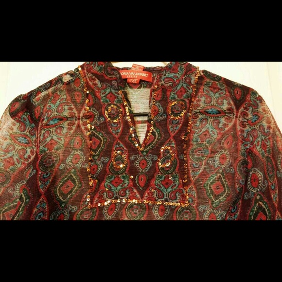 Boho Top Long Sleeve Translucent Light Summer - Picture 3 of 4