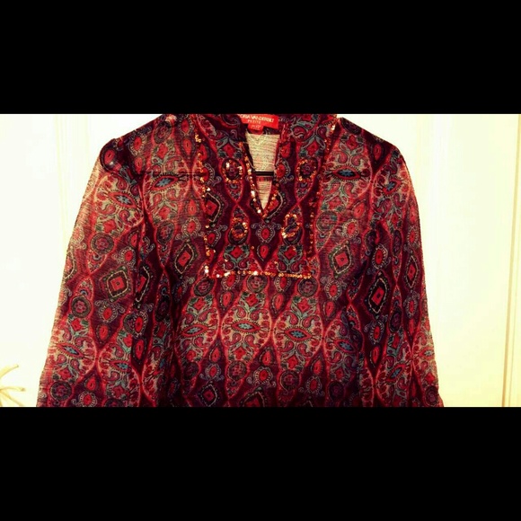 Boho Top Long Sleeve Translucent Light Summer - Picture 4 of 4