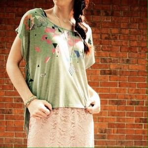 PacSun Tops - Aztec Print Fringe Tee PacSun Tops - Aztec Print Fringe Tee