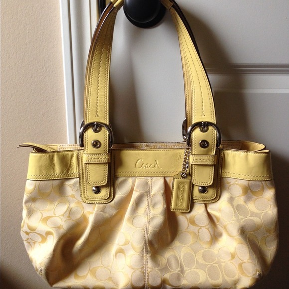 Coach Signature Yellow purse in fabric