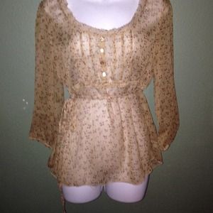 See thru beige floral shirt