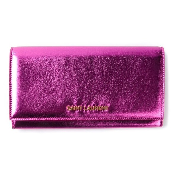 🚫 SOLD 🚫 Saint Laurent "Letters" Fuchsia Clutch