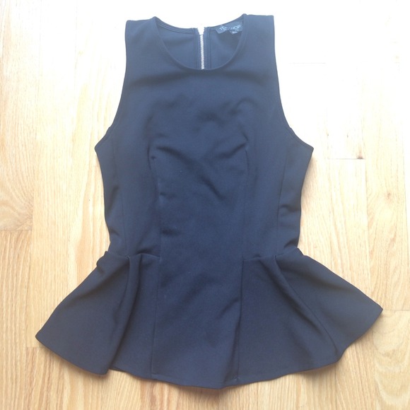 Sexy Black Topshop peplum top (XS)