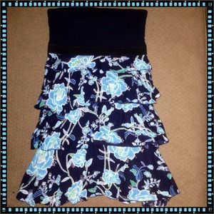Express Black w/Blue Flowers Minidress Size Small