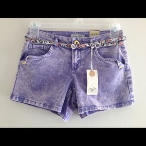 NWT Purple Washed Shorts with Belt