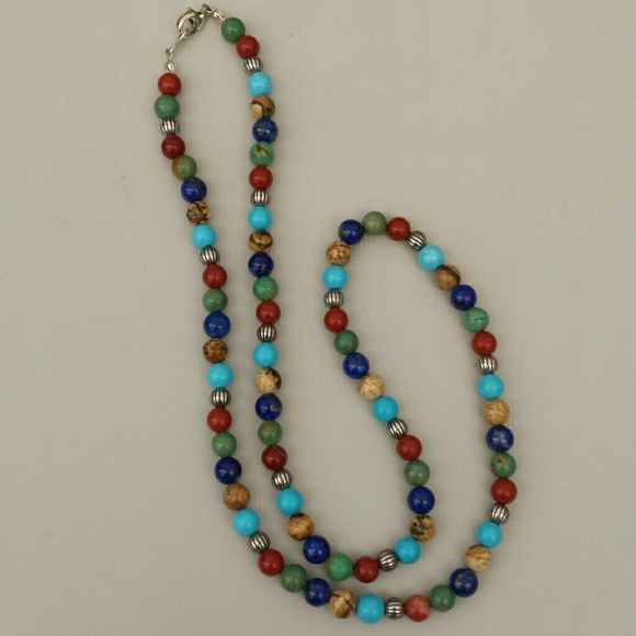 Gorgeous genuine assorted stone bead necklace