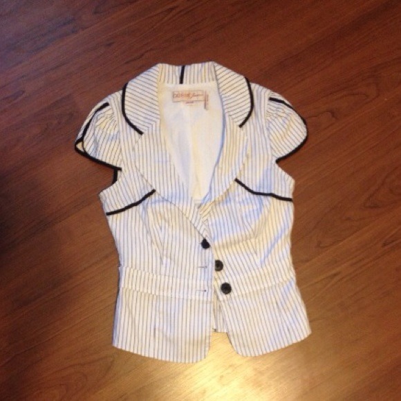 Guess Jeans pinstripe capped short sleeve blazer