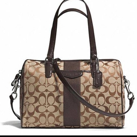 NEW Coach Peyton Signature Striped Satchel