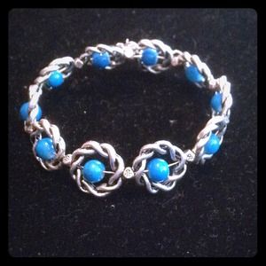 BUY 2 GET 3 FREE! Blue & silver bracelet.